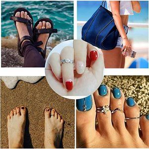 Set of 4 Adjustable Silver Toe Rings